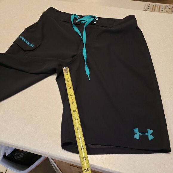 Under Armour Shorts Mens Medium Black Blue  Swim Trunks Drawstring Size 28 - Picture 8 of 8